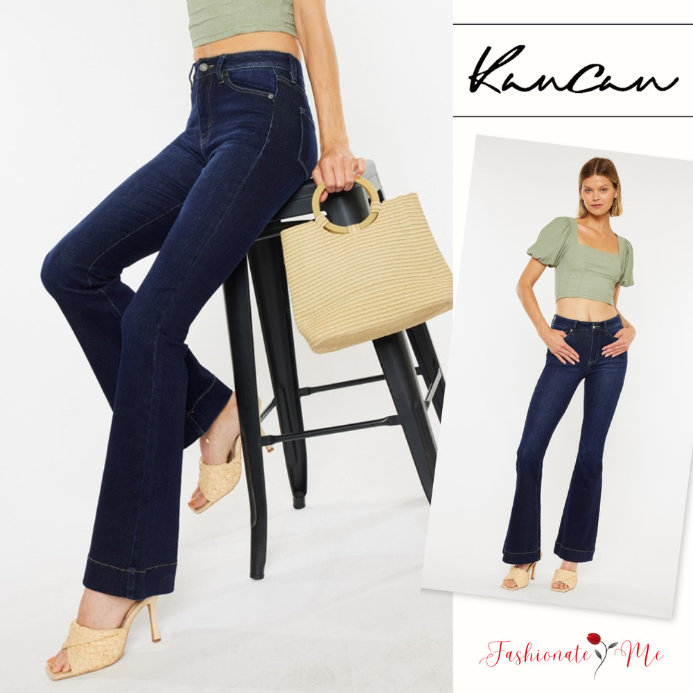KANCAN High Rise Dark Wash Flare Denim Jeans
